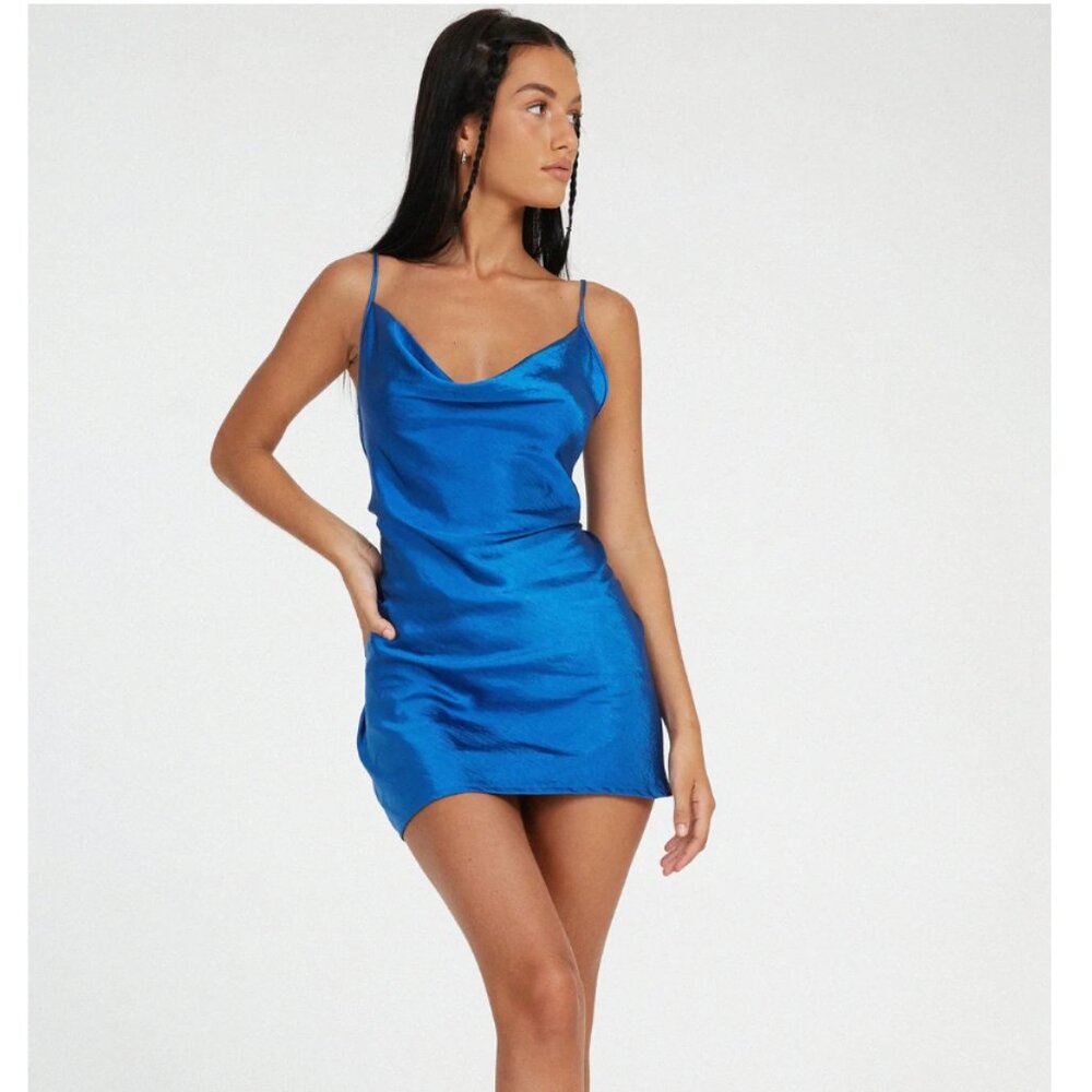 NWT Never Worn MOTEL ROCKS Silk Royal Blue Mini Dress- S